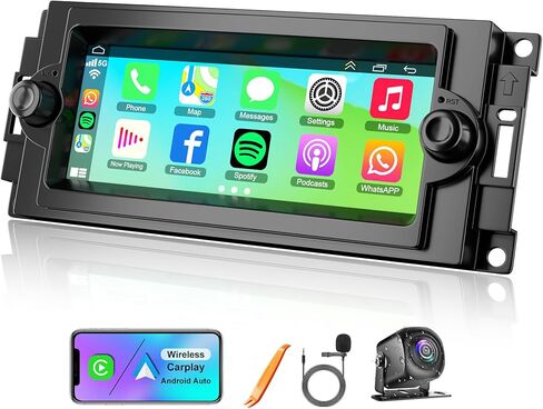 4+ 64GB Car Radio for Dodge RAM 1500 2500 3500 2009 2010 2011 2012, Build in Wireless/Wire Carplay & Android Auto Support Bluetooth, Back-up Camera,FM Radio,SWC,10 Inch IPS Touch Screen in Kuwait
