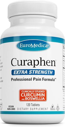 EuroMedica Curaphen Extra Strength - Curcumin & Boswellia Supplement for Healthy Circulation Support - Turmeric Supplement to Support Joints, Muscle Health & Endorphin Production - 60 Tablets in Saudi Arabia