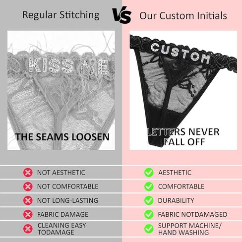 2-Pack Custom Thong With Name for Women, Personalized Underwear with Rhinestone Letter in Saudi Arabia