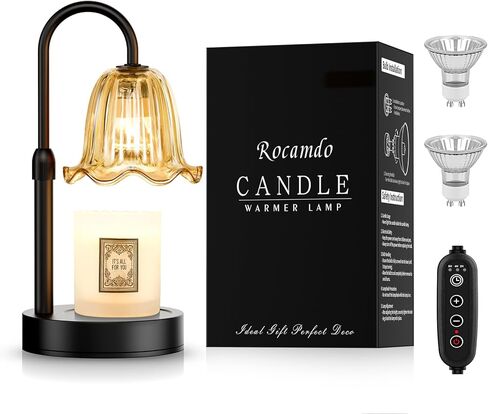 Candle Warmer Lamp with Timer, Birthday for Women Mom, House Warming Gifts Modern Farmhouse Home Decor, Dimmable Wax Melt Warmer for Jar Candles with 2 Bulbs (Amber) in Kuwait