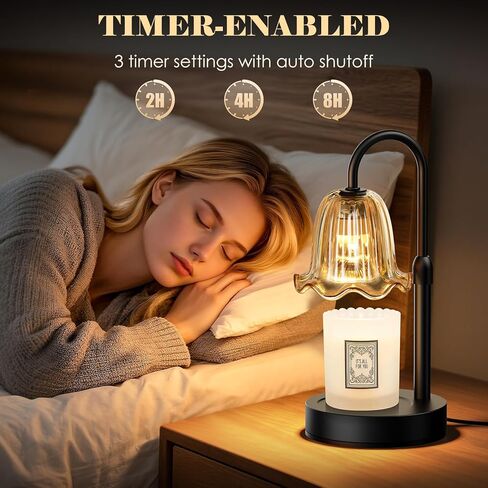 Candle Warmer Lamp with Timer, Birthday for Women Mom, House Warming Gifts Modern Farmhouse Home Decor, Dimmable Wax Melt Warmer for Jar Candles with 2 Bulbs (Amber) in Kuwait