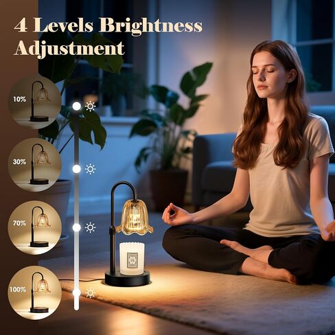 Candle Warmer Lamp with Timer, Birthday for Women Mom, House Warming Gifts Modern Farmhouse Home Decor, Dimmable Wax Melt Warmer for Jar Candles with 2 Bulbs (Amber) in Kuwait