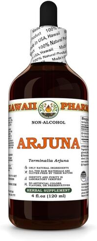 أرجونا (Terminalia Arjuna) جليسيريت اللحاء الجاف، صنع في هاواي، مواد خام عضوية، طبيعية بالكامل، نباتي، مستخلص سائل خالٍ من الكحول تم اختباره في المعمل - 4 أونصة سائلة in Saudi Arabia