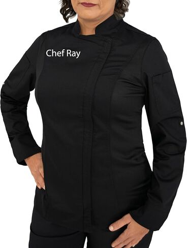 Womens Long Sleeve Custom Chef Coat Embroidery with Personalized Name, Text or Title on Your Chef Jacket Uniform in Saudi Arabia