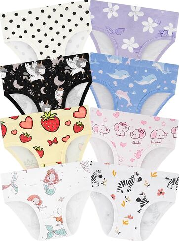 Girls' Underwear,Soft Cotton Tagless Panties for Toddlers' & Little Kids Comfort,Breathable Briefs,8-Pack in Kuwait
