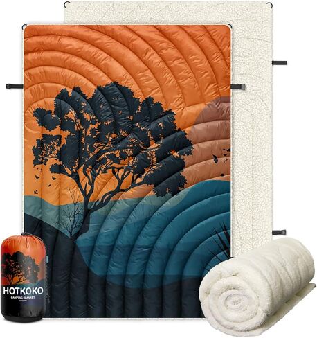 بطانية التخييم ، بطانية تخييم دافئة ناعمة ، بطانية معسكر سميكة ، لحاف التخييم منتفخ لبطانية في الهواء الطلق بالطقس البارد للسفر ، الملعب ، المشي لمسافات طويلة ، نزهات in Kuwait