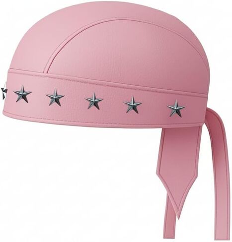 Sheep Leather Skull caps in Black Sweat Head Wraps Studded Skull Cap Bandana Style in Real Do Du Rag Leather Doo Rag Motorcycle Biker Cap Pink Star ICE Club Shop in Saudi Arabia