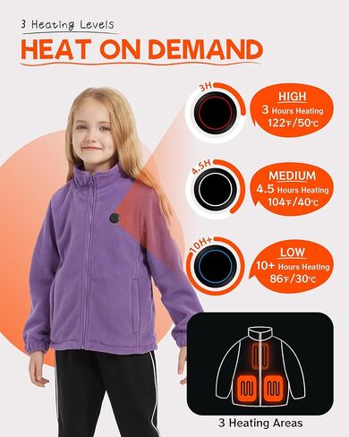 HEWINZE Kids Heated Jacket,Fleece Jacket for Kids, Electric Heating Warming Jacket with 5V Battery Pack. in Saudi Arabia