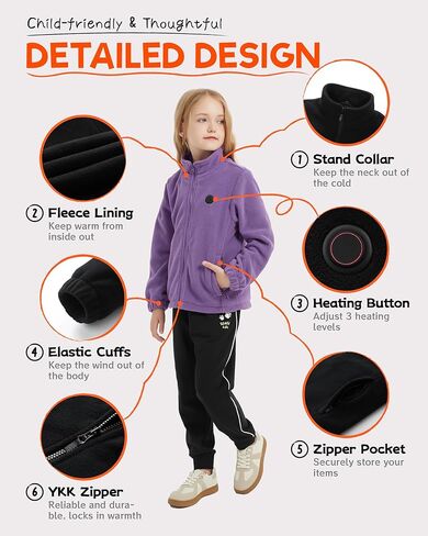 HEWINZE Kids Heated Jacket,Fleece Jacket for Kids, Electric Heating Warming Jacket with 5V Battery Pack. in Saudi Arabia