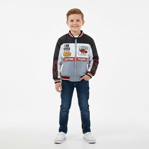 Disney Lightning McQueen Boys Zip Up Letterman Varsity Bomber Jacket for Big Kids in Saudi Arabia
