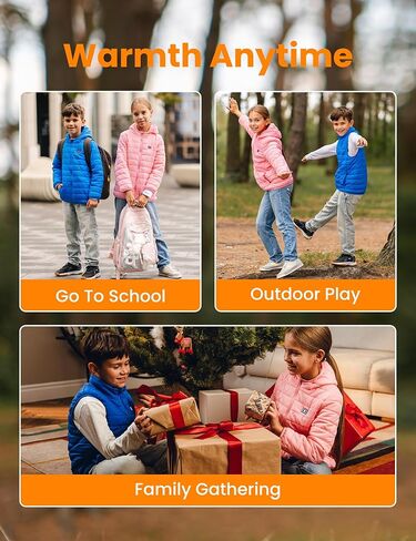 HENNCHEE Kids Heated Jacket for Boys Girls Lightweight Winter Heated Jacket with Battery Pack Heated Coat in Saudi Arabia