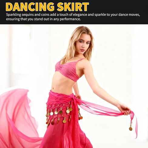 Belly Dance Costume Hip Scarf Coin Skirts for Sparkly Performance Costume(10 Pcs) in Saudi Arabia