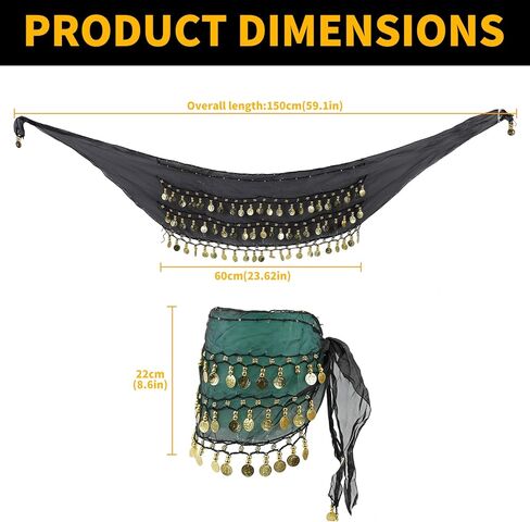 Belly Dance Costume Hip Scarf Coin Skirts for Sparkly Performance Costume(10 Pcs) in Saudi Arabia
