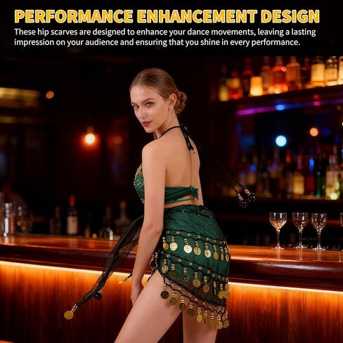 Belly Dance Costume Hip Scarf Coin Skirts for Sparkly Performance Costume(10 Pcs) in Saudi Arabia