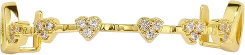 Hip Hop Gold Plated Silver Plated Micro Set Heart Full Diamond Teeth Jewelry for Daily Streetwear Rap Accessories Party Club Wear Men Women in Saudi Arabia