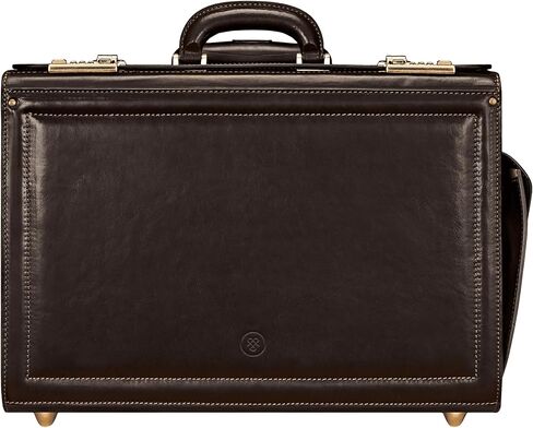 Maxwell Scott - Mens Luxury Leather Rolling Wheeled Pilot Briefcase/Catalog Case and Barrel Lock - The VareseW Dark Brown in Saudi Arabia