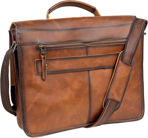 STS Ranchwear Tucson Portfolio Leather Office Work Briefcase Messenger Bag, Top Carry Handle & Shoulder Strap, Rich Tan in Saudi Arabia