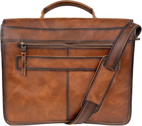STS Ranchwear Tucson Portfolio Leather Office Work Briefcase Messenger Bag, Top Carry Handle & Shoulder Strap, Rich Tan in Saudi Arabia