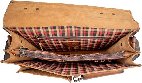 STS Ranchwear Tucson Portfolio Leather Office Work Briefcase Messenger Bag, Top Carry Handle & Shoulder Strap, Rich Tan in Saudi Arabia