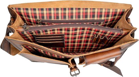 STS Ranchwear Tucson Portfolio Leather Office Work Briefcase Messenger Bag, Top Carry Handle & Shoulder Strap, Rich Tan in Saudi Arabia