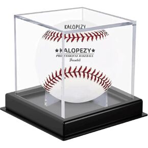 4Pcs Baseball Display Case, with 4 Black Protective Bases UV Protected Acrylic Boxes for Display,Clear Display Case Baseball Cube Memorabilia Showcase Autograph Ball Protector