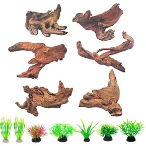 FUNOJOY Natural Driftwood Decor for Aquarium Decorations Reptile Tank Accessories, Assorted Wood Branches Decorations on Reptile Fish Tank 2-10" 2 Pcs/4 Pcs/ 5 Pcs/ 6 Pcs (Pack of 6 (2 to 4 Inch))
