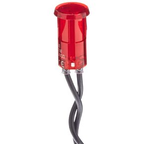 NSI 79800LW Round Indicator Light with Non Replacable Lamp, Snap in Fit, 0.5" Panel Cutout, 0.5" Mounting Hole Diameter, Red Semi-Dome Rings Lens