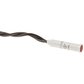 NSI 79720LW Round Indicator Light with Non Replacable Lamp, Press Fit, 0.312" Panel Cutout, 0.312" Mounting Hole Diameter, Red Flush Diamond Lens, White Bezel