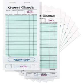 Guest Check Book,15 Books Waitress Order Pads and Server Notepads for Restaurants,50 Sheets Per check book,Total 750 Guest Checks