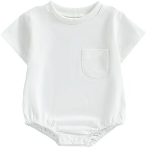 MERSARIPHY Gender Neutral Baby Clothes Infant Girl Boy Bubble Romper Bodysuit Summer Outfits Solid Short Sleeve One Piece Top