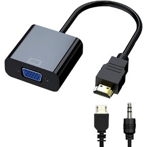 HDMI to VGA Adapter, HDMI to VGA Converter Gold-Plated Interface with Audio/Power Interface and Cable, Compatible with Computer, Laptop, Monitor, Projector, HDTV, Chromebook, Xbox and More