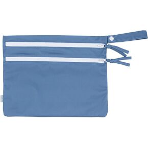 BapronBaby Minimalist Champagne Wet Dry Bag - Waterproof Two Zipper Pockets - Reusable for Mealtime, Diapers, Stroller, Snacks, Swimsuits - Machine Washable - 11" x 9"