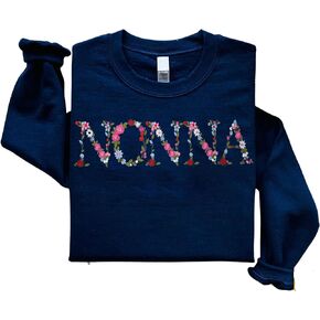 Regamor Embroidery Nonna Sweatshirts For Women Gift Sweatshirt From Grandkids Nonna Flower Grandma Gift Mothers Christmas