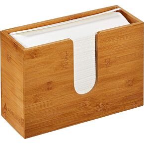 AdirHome Bamboo Paper Towel Dispenser 4.8" x 11.6" x 7.8" - Wall Mount or Countertop for Multifold Hand Napkins - Bathroom, Kitchen, Home or Commercial Use (Bamboo) in Kuwait