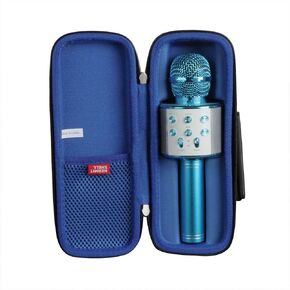 Hermitshell Hard Travel Case for KIDWILL/Verkstar/Newbrights/SUNY/ZMLM/Tesoky/Niskite/Keyian/SEPHIX/Let's GO! Wireless Bluetooth Karaoke Microphone(Black+Blue)
