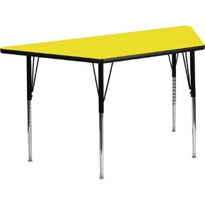 Flash Furniture Wren 22.5''W x 45''L Trapezoid Grey HP Laminate Activity Table - Standard Height Adjustable Legs