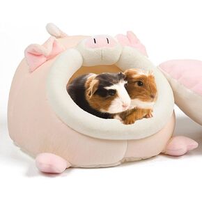 ABLAZEZAI Guinea Pig Bed for Indoor, Warm Rabbit Hamster Hideout Nest with Cushion, Small Pet Cage for Kitten Ferret Hedgehog Chinchilla Bird (Small)