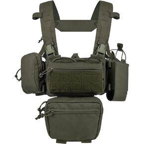 YAKEDA Tactical Chest Mini Rig Vest/Training Mini Rig Adjustable & Detachable with Wing Pouch, Dangler Pouch