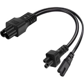 CERRXIAN C6 to C5+C7 Y Splitter Power Plug Cord, IEC 320 C6 Male to C5+C7 Female Splitter Adapter AC Power Supply Cord (2.5A/125V) 1FT/0.3M