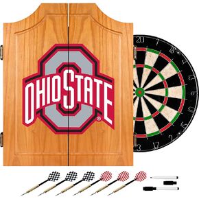 NCAA Ohio State University Wood Dart Cabinet Set