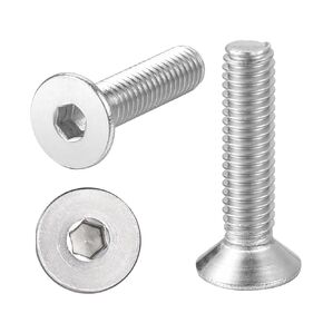 M8-1.25 x 25mm Flat Head Socket Cap Screws Stainless Steel 18-8 (304) Allen Socket Drive Plain Finish Countersunk Screws Full Thread, 25-Pack