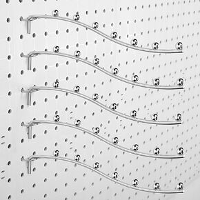 Yaocom 20 Pcs Peg Board Waterfall Hook Shelving Hooks Metal 7 Station Pegboard Display Hooks Wall Hangers Face Out Hook Fit 1/4" Pegboard for Garage Kitchen Store (Silver) in Kuwait