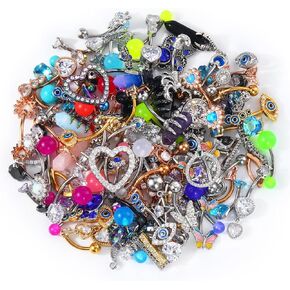 OUFER Belly Button Rings, 316L Stainless Steel Belly Rings, 14G Belly Button Piercing, Random 8PCS Belly Piercing Jewelry, Navel Rings for Women Sexy Girl