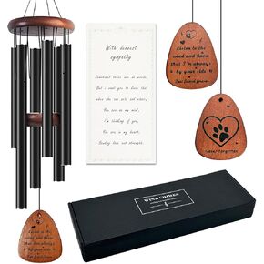 Fhiny Dog Memorial Wind Chime, 28'' Pet Memorial Wind Chimes for Loss of Dog, 6 Tube Metal Wind Chimes Dog Passing Away Gifts with Poem Card Pet Loss Remembrance Gifts Sympathy Gifts for Dog & Cat in Kuwait