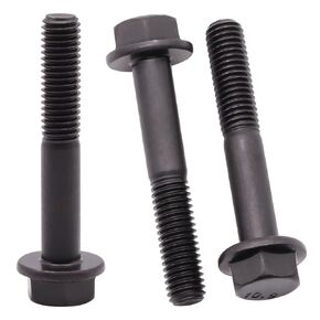 M10-1.5 x 60mm (6 Pack) Flanged Hex Head Bolts, Hexagon Flange Screws Bolts, Black Oxide Finish, 10.9 Grade Alloy Steel, Motocycle Car Bolts Replacements, Partial Thread