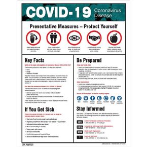Information Safety Poster, Laminated, 22 x 17, Red/Blue/Green/Black on White