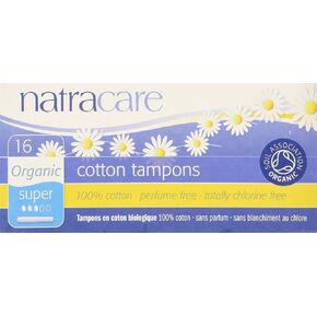 Natracare Organic Cotton Tampon Super 16 Count with Applicator (6 Pack)