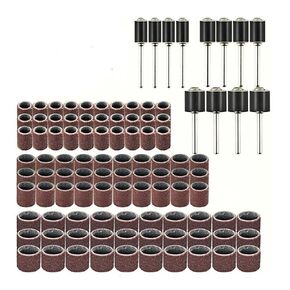 Health Gear 102 Pieces Drum Sander Set, Sanding Drum Set Mini Sand Rings, 90 Pieces Sanding Drums Sleeves Sandpaper and 12 Pieces Sand Drum Mandrels for Rotary Tool