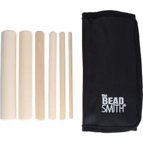 The Beadsmith Wooden Mandrel Set, 6 Piece Dowel Kit, with Labeled Storage Case, Sizes .25"-1" (6.4-25.4mm), Rods for Wire Forming