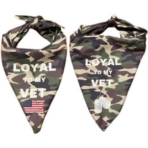 Set of Two Camo Dog Bandanas. One Size fits All, Lightweight, Breathable. Military Veterans, Air Force, Navy, Army, Marines, Pet Accessory, Large Dogs, Small Dogs, Cotton, Memorial Day, 4th of July.